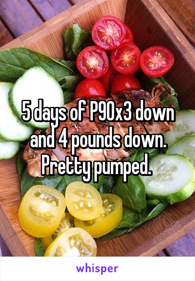 5 days of P90x3 down and 4 pounds down. Pretty pumped. 
