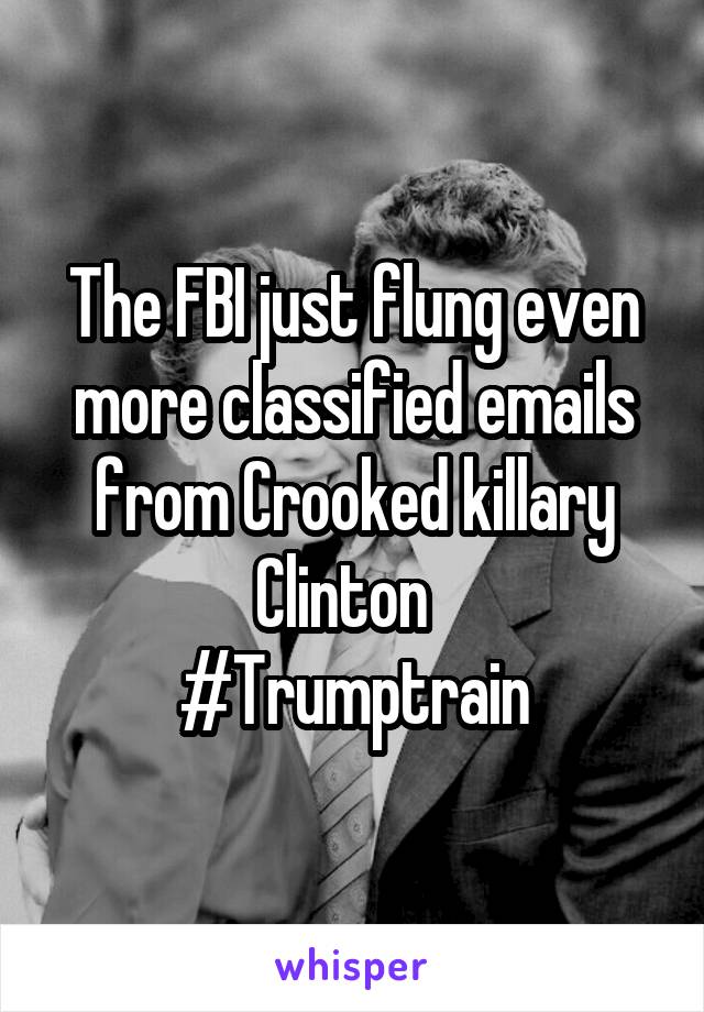 The FBI just flung even more classified emails from Crooked killary Clinton  
#Trumptrain