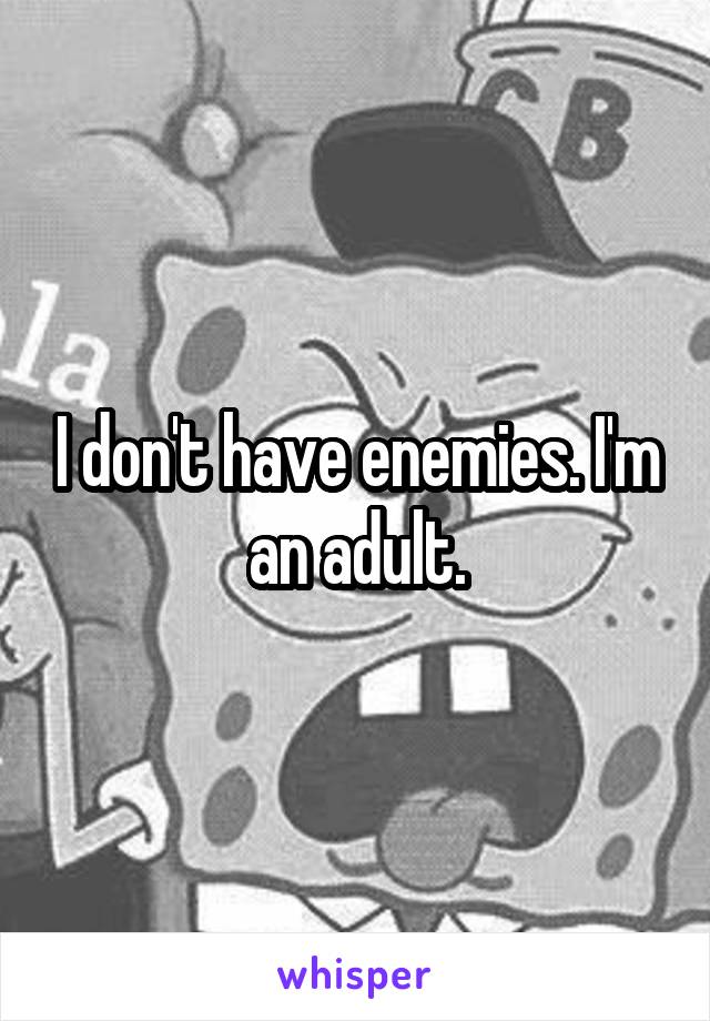 I don't have enemies. I'm an adult.