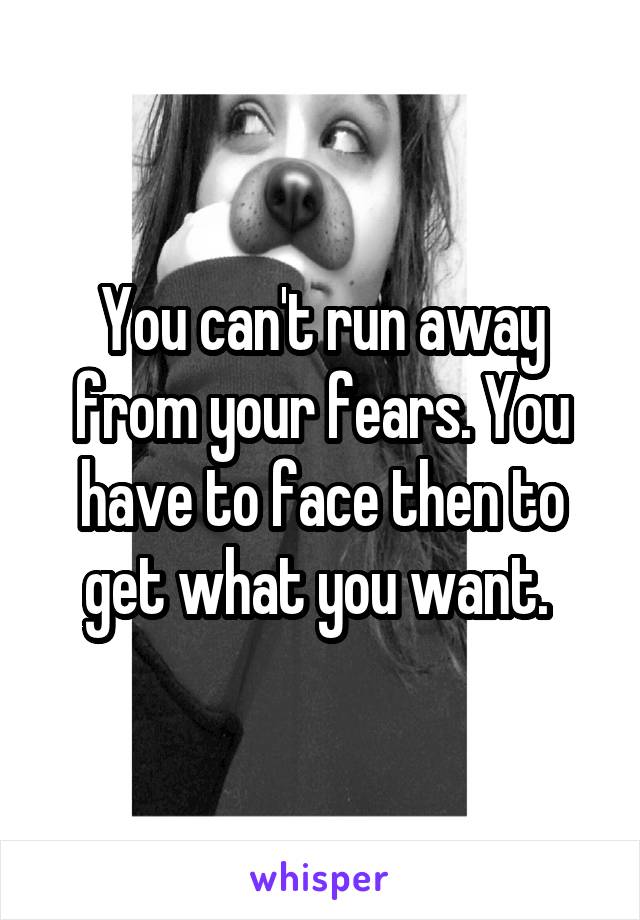 You can't run away from your fears. You have to face then to get what you want. 
