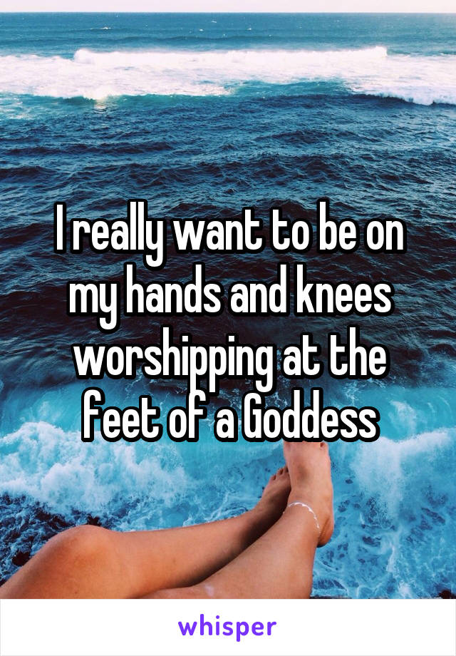 I really want to be on my hands and knees worshipping at the feet of a Goddess