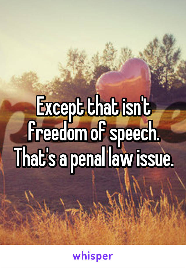 Except that isn't freedom of speech. That's a penal law issue.