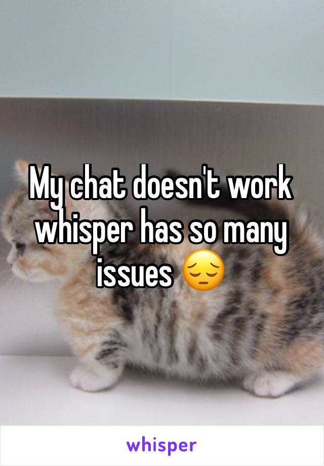 My chat doesn't work whisper has so many issues 😔