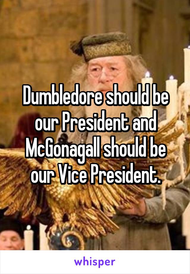 Dumbledore should be our President and McGonagall should be our Vice President.