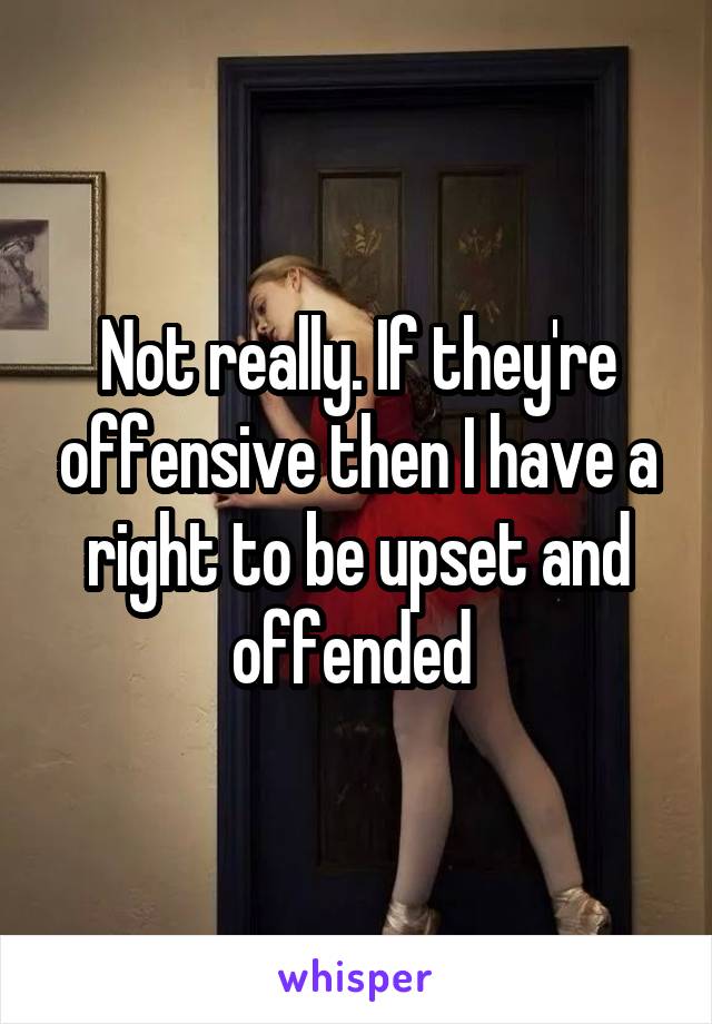 Not really. If they're offensive then I have a right to be upset and offended 