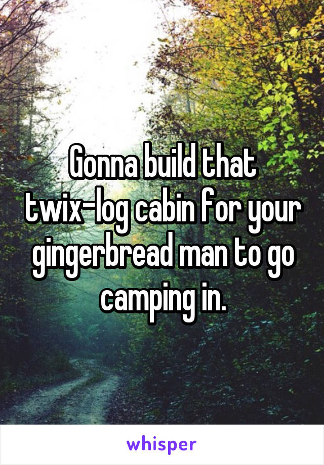 Gonna build that twix-log cabin for your gingerbread man to go camping in.