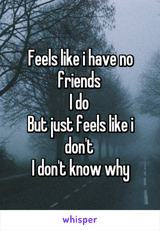 Feels like i have no friends 
I do 
But just feels like i don't 
I don't know why