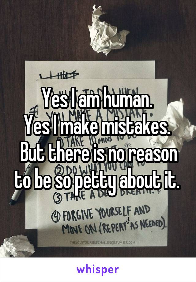 Yes I am human. 
Yes I make mistakes. 
But there is no reason to be so petty about it. 