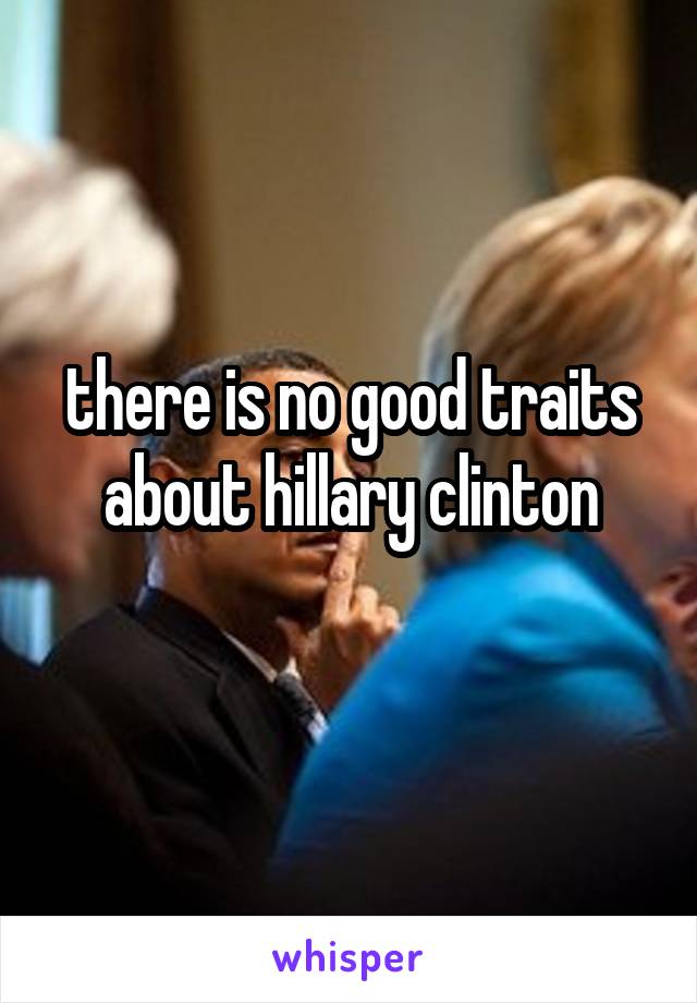 there is no good traits about hillary clinton

