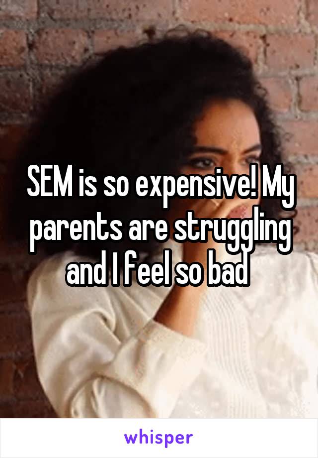 SEM is so expensive! My parents are struggling and I feel so bad 
