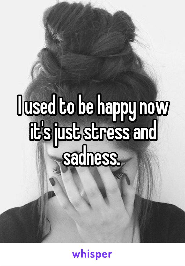 I used to be happy now it's just stress and sadness. 