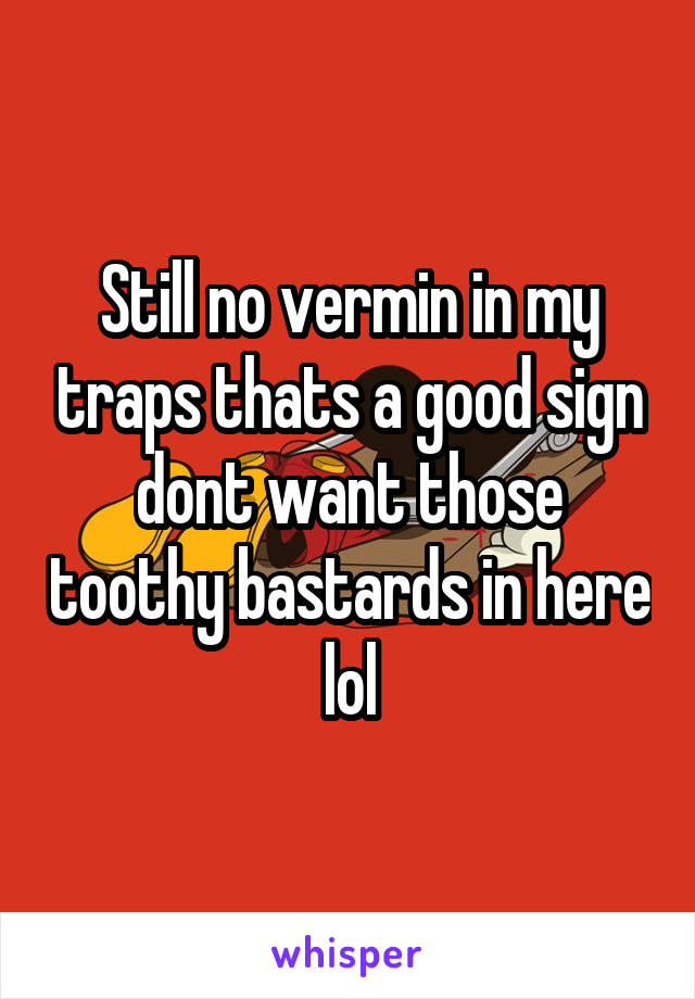 Still no vermin in my traps thats a good sign dont want those toothy bastards in here lol
