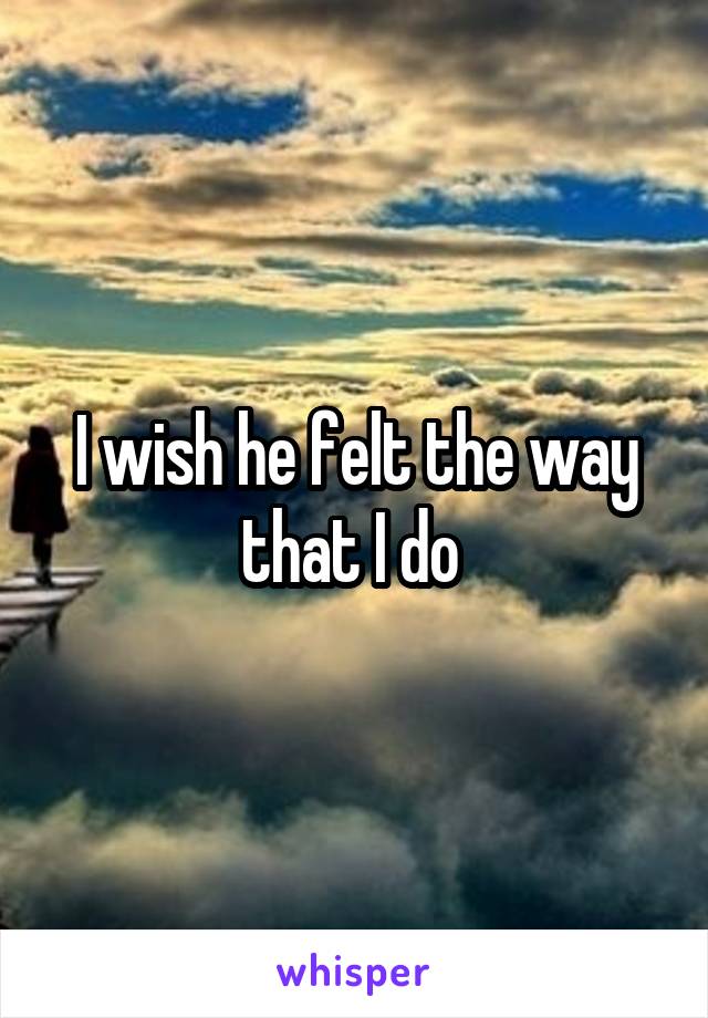I wish he felt the way that I do 