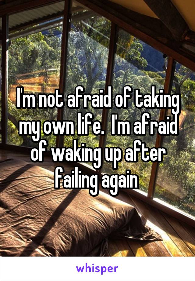 I'm not afraid of taking my own life.  I'm afraid of waking up after failing again 