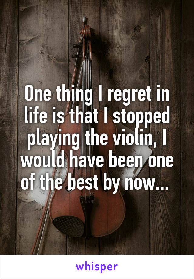 One thing I regret in life is that I stopped playing the violin, I would have been one of the best by now... 