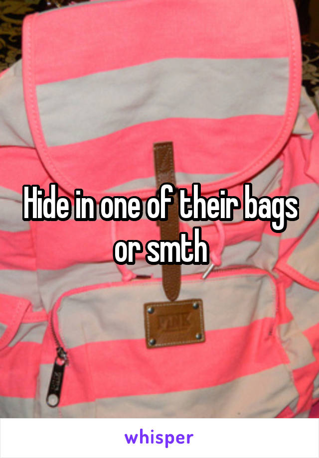 Hide in one of their bags or smth