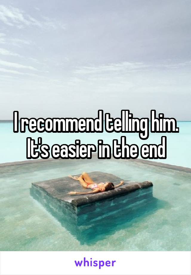 I recommend telling him. It's easier in the end