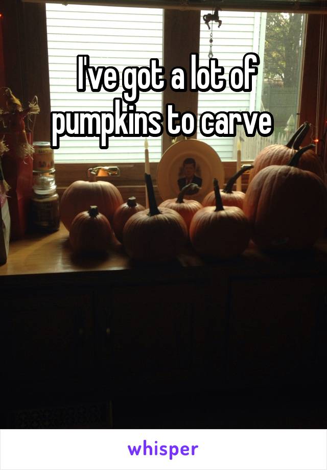  I've got a lot of pumpkins to carve 





