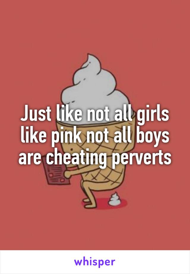Just like not all girls like pink not all boys are cheating perverts
