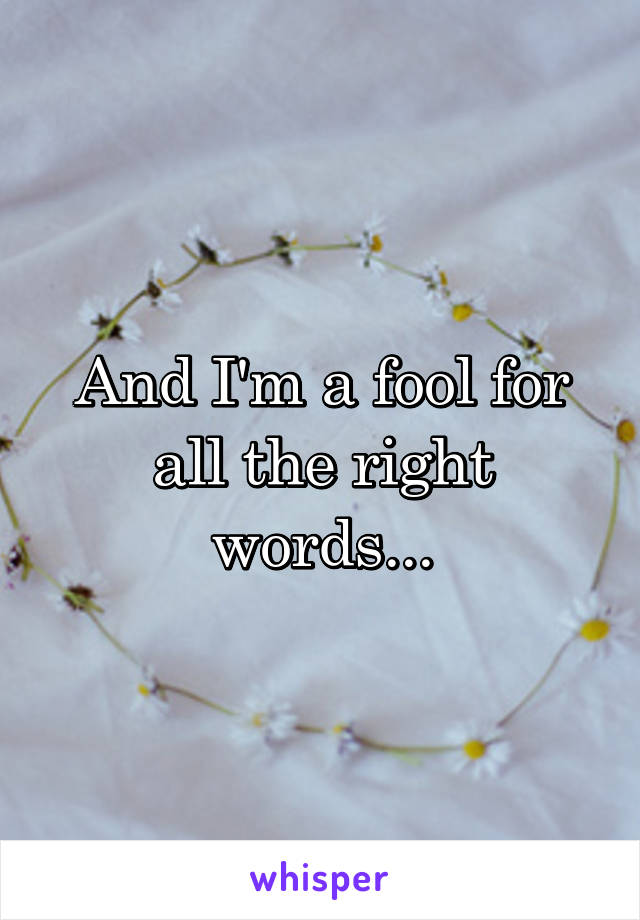 And I'm a fool for all the right words...