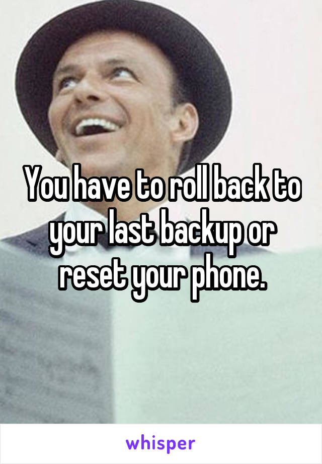 You have to roll back to your last backup or reset your phone.