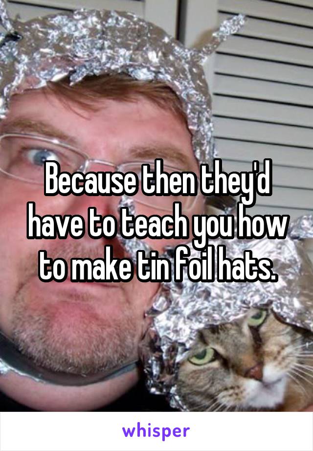 Because then they'd have to teach you how to make tin foil hats.