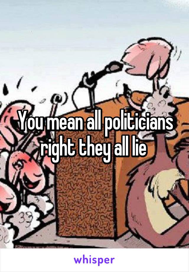 You mean all politicians right they all lie 