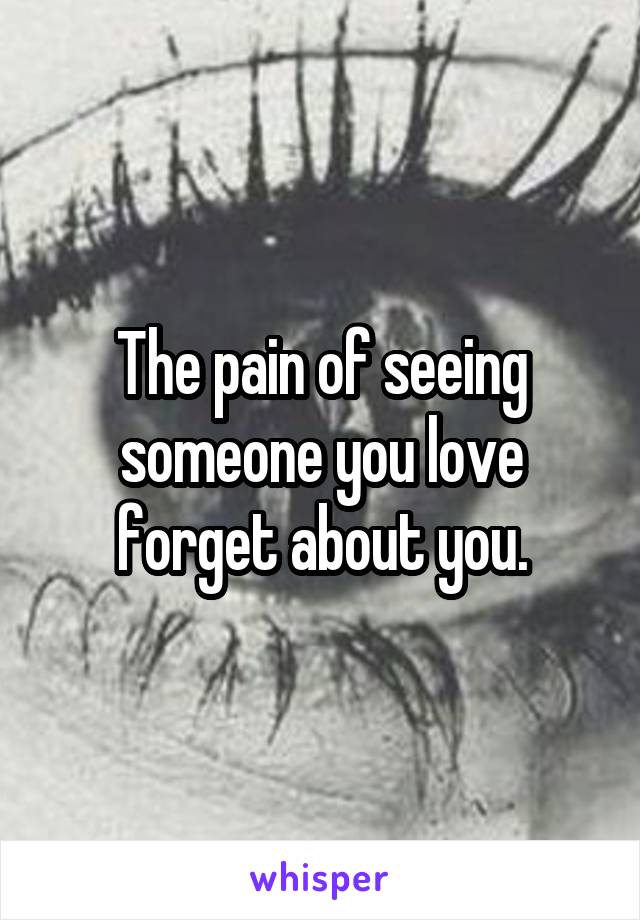 The pain of seeing someone you love forget about you.