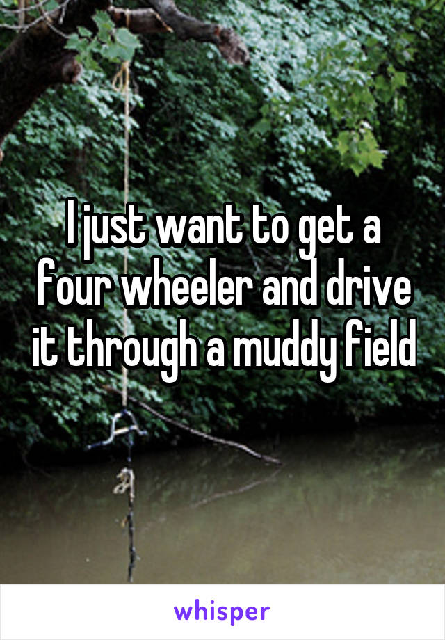I just want to get a four wheeler and drive it through a muddy field 