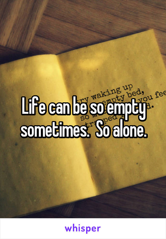Life can be so empty sometimes.  So alone.