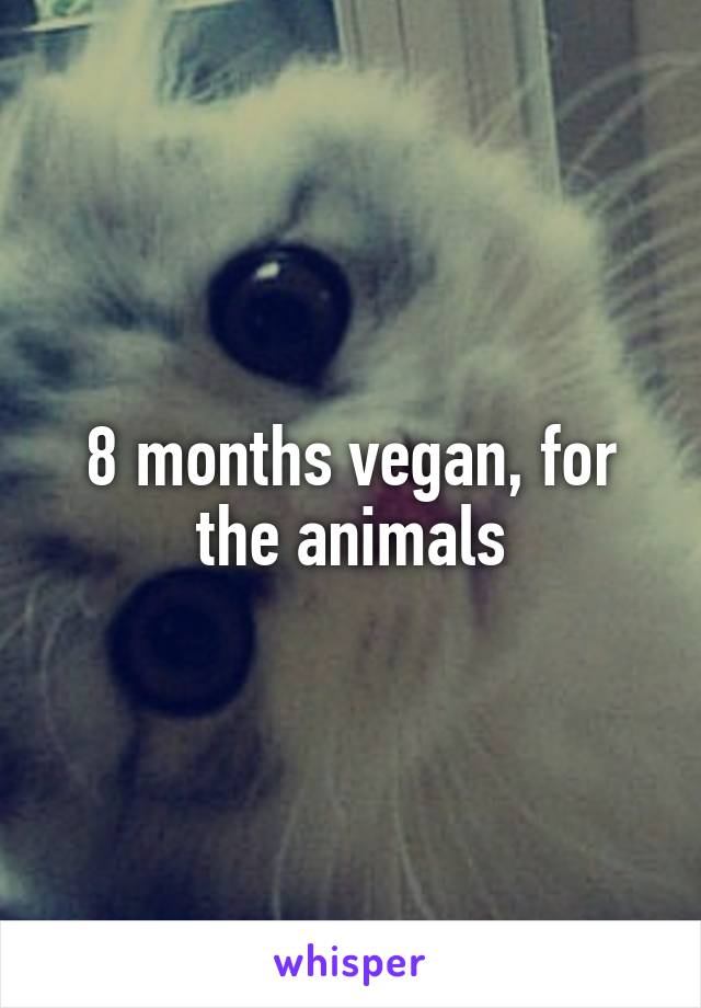 8 months vegan, for the animals