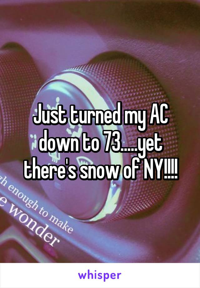 Just turned my AC down to 73.....yet there's snow of NY!!!!