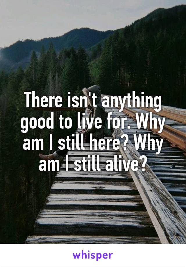 There isn't anything good to live for. Why am I still here? Why am I still alive?