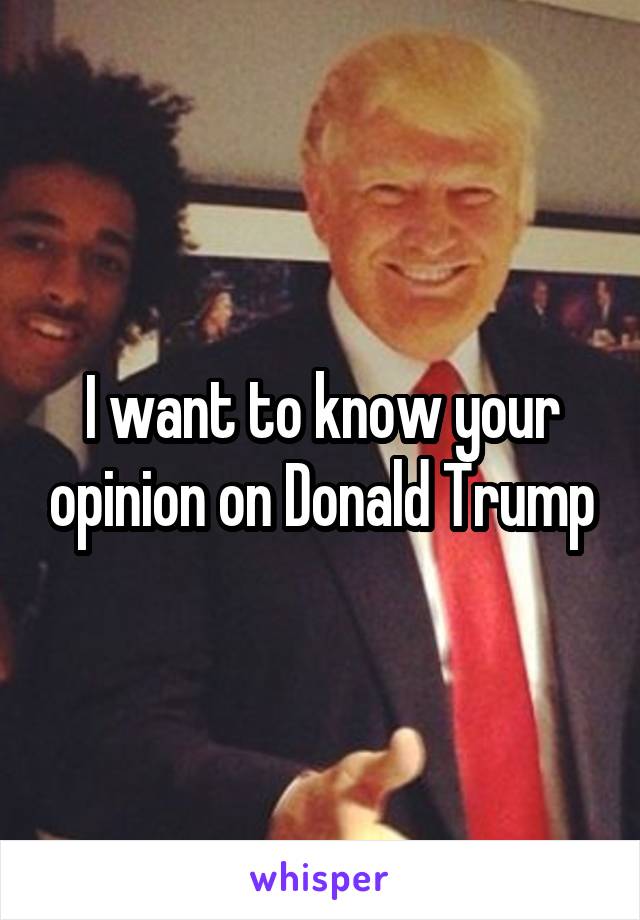 I want to know your opinion on Donald Trump