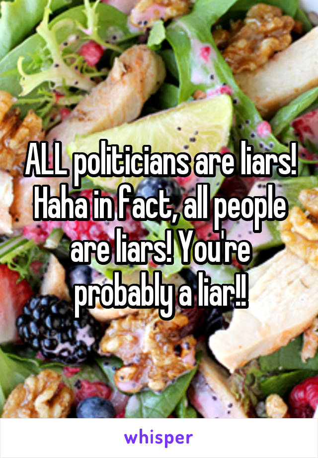 ALL politicians are liars! Haha in fact, all people are liars! You're probably a liar!!