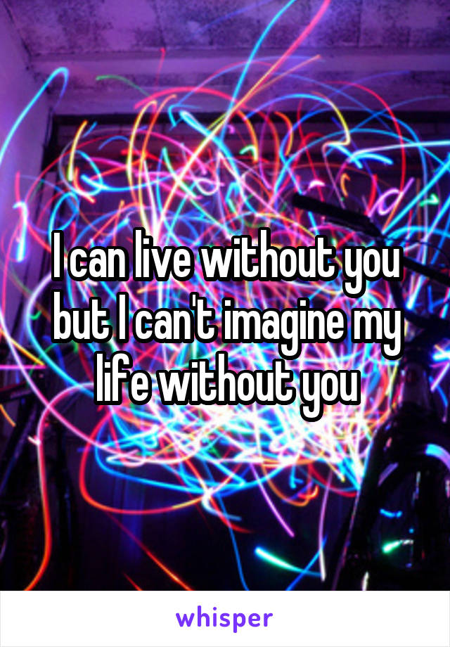 I can live without you but I can't imagine my life without you
