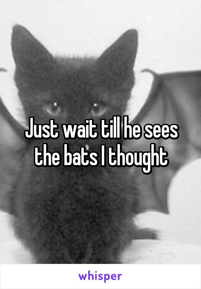 Just wait till he sees the bats I thought