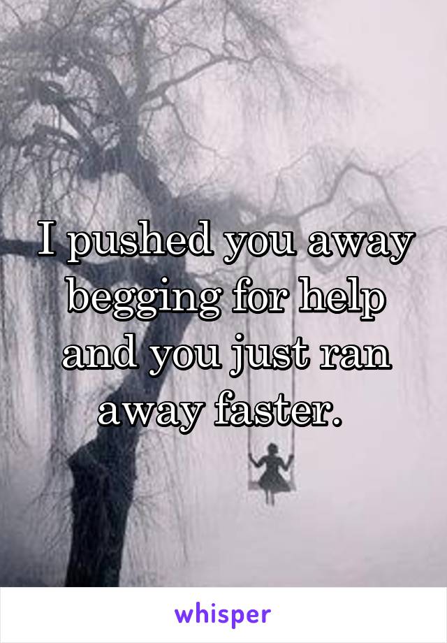 I pushed you away begging for help and you just ran away faster. 