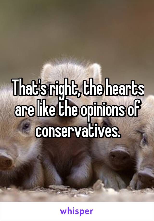 That's right, the hearts are like the opinions of conservatives.
