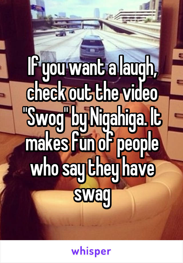 If you want a laugh, check out the video "Swog" by Nigahiga. It makes fun of people who say they have swag