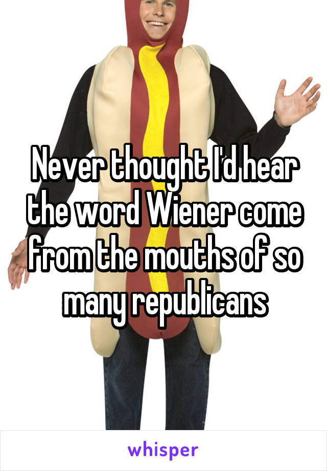Never thought I'd hear the word Wiener come from the mouths of so many republicans