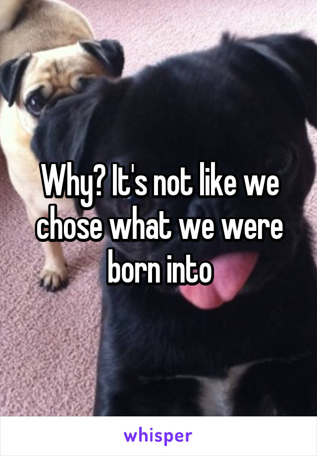 Why? It's not like we chose what we were born into