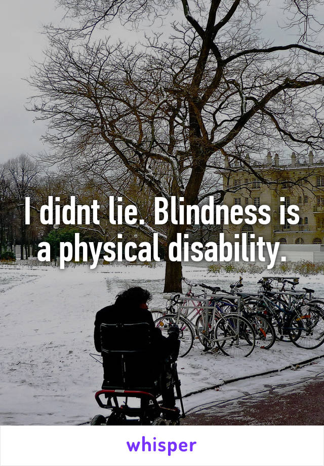 I didnt lie. Blindness is a physical disability.