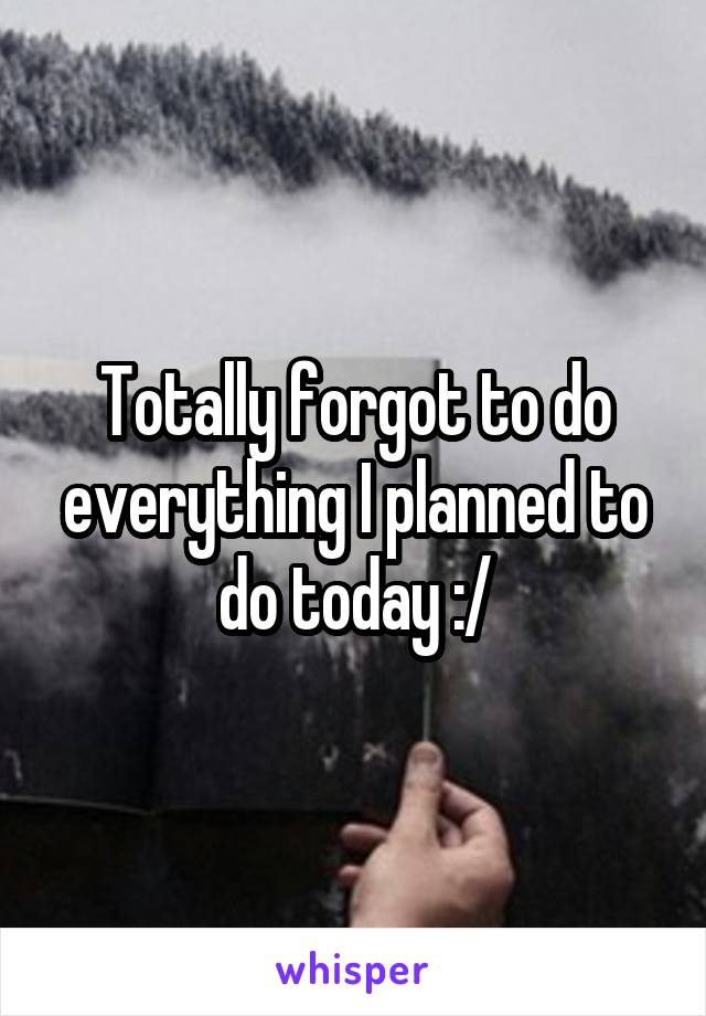 Totally forgot to do everything I planned to do today :/