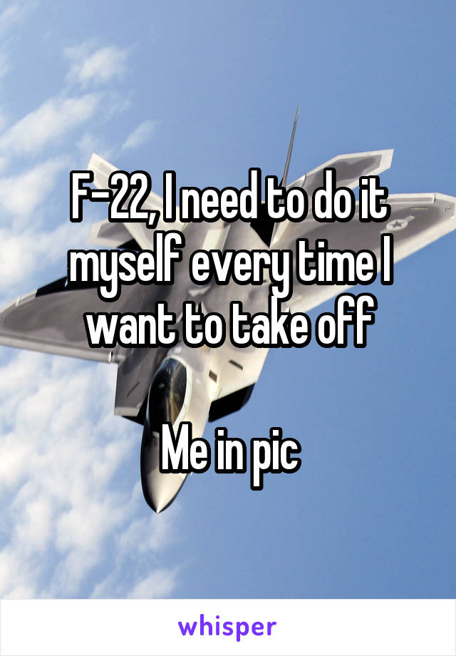 F-22, I need to do it myself every time I want to take off

Me in pic