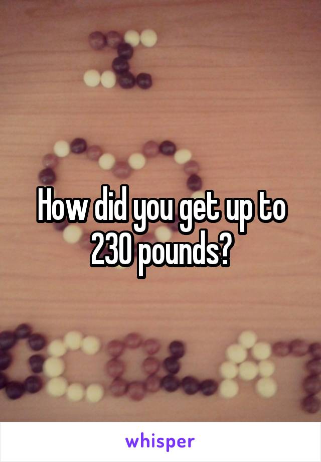 How did you get up to 230 pounds?