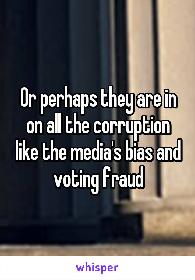 Or perhaps they are in on all the corruption like the media's bias and voting fraud