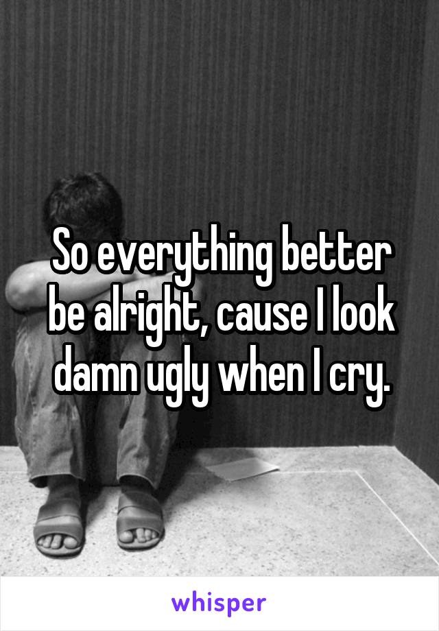 So everything better be alright, cause I look damn ugly when I cry.
