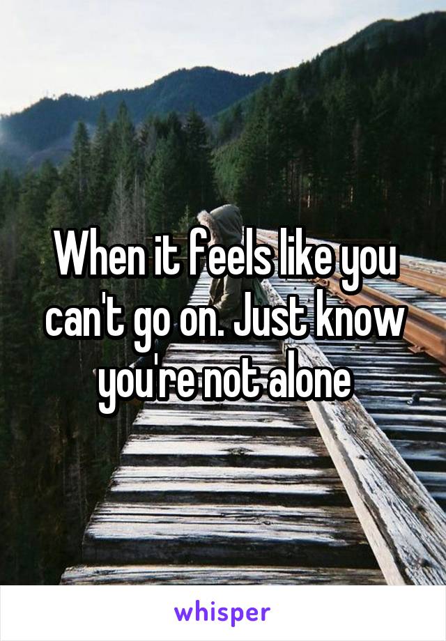 When it feels like you can't go on. Just know you're not alone