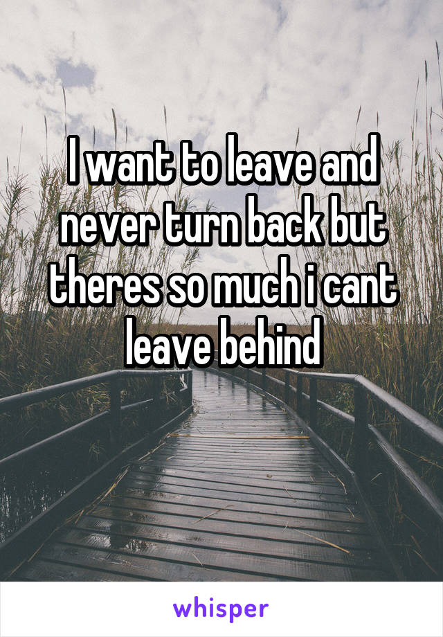 I want to leave and never turn back but theres so much i cant leave behind

